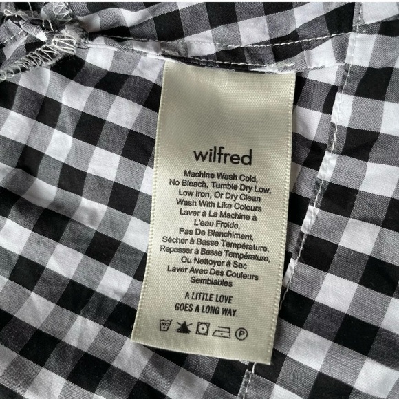 Wilfred Aritzia Crop Top Medium Garance Black White Gingham Off shoulder Blouse - Picture 7 of 10